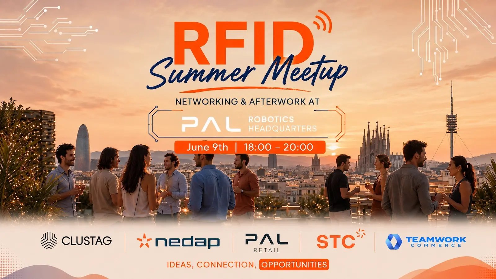 RFID Summer Meetup networking afterwork at PAL Robotics in Barcelona on June 9, organised with Clustag, Nedap, STC and Teamwork.